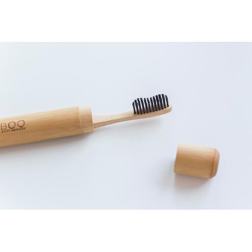 Bam&Boo Bambusz fogkefe, közepes sörtéjű - Fekete